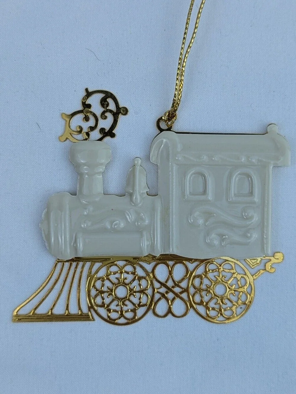 Lenox 1994 Porcelain & Gold Train Holiday Christmas Ornament